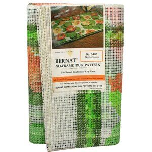 Vintage Bernat Latch Hook Rug Canvas Nasturtiums 39" x 58" No Yarn